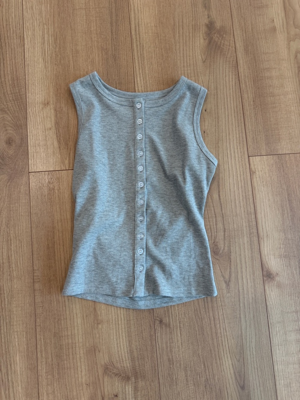 Girls Grey Button-Back Tank Top